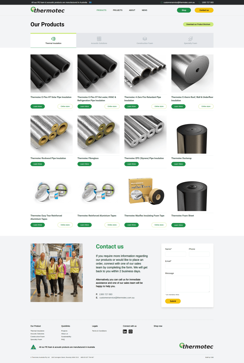 Thermotec Category Page Screenshot